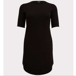 Black Ribbed T Shirt Dress